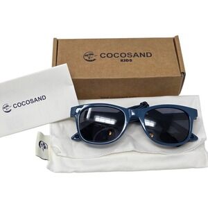 COCOSAND Kids Sunglasses Blue Frames with Adjustable Strap UV Protective Eyewear